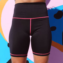 Load image into Gallery viewer, Bold Bike Short- Black w/ Neon Pink and Orange