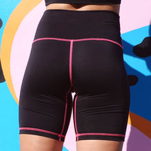 Load image into Gallery viewer, Bold Bike Short- Black w/ Neon Pink and Orange