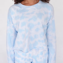 Load image into Gallery viewer, Be Bold Crop Crew in Sky Blue Tie Dye
