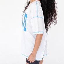Load image into Gallery viewer, Be Bold Oversized T-Shirt (White with Blue Seams)
